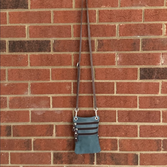 Toscana Teal Blue 100%  Leather Covertable/Adjustable Crossbody/Belt Bag - Picture 7 of 7